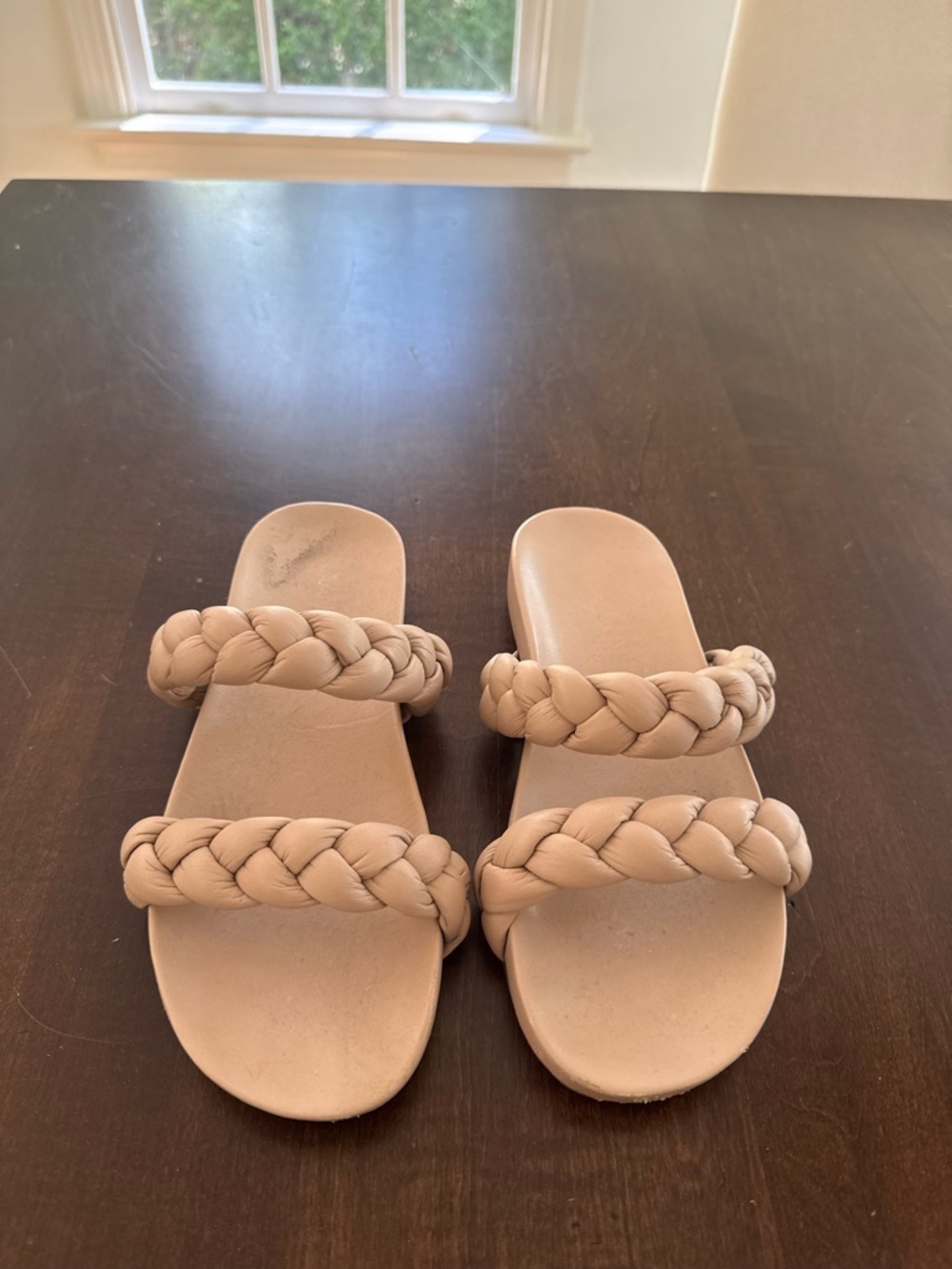 Kaanas Braided Double-Strap Slide Sandal - Nude Pink size 8 - Picture 2 of 3